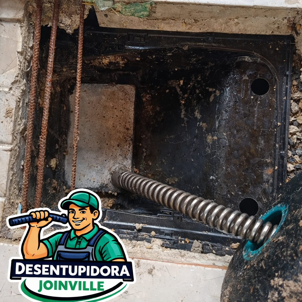 Desentupimento de caixa de inspeção em Joinville